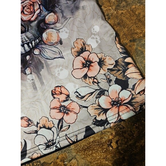 Skull Tank Floral Lace Back Lg Sister Army Tank Top (A182) - Picture 9 of 10